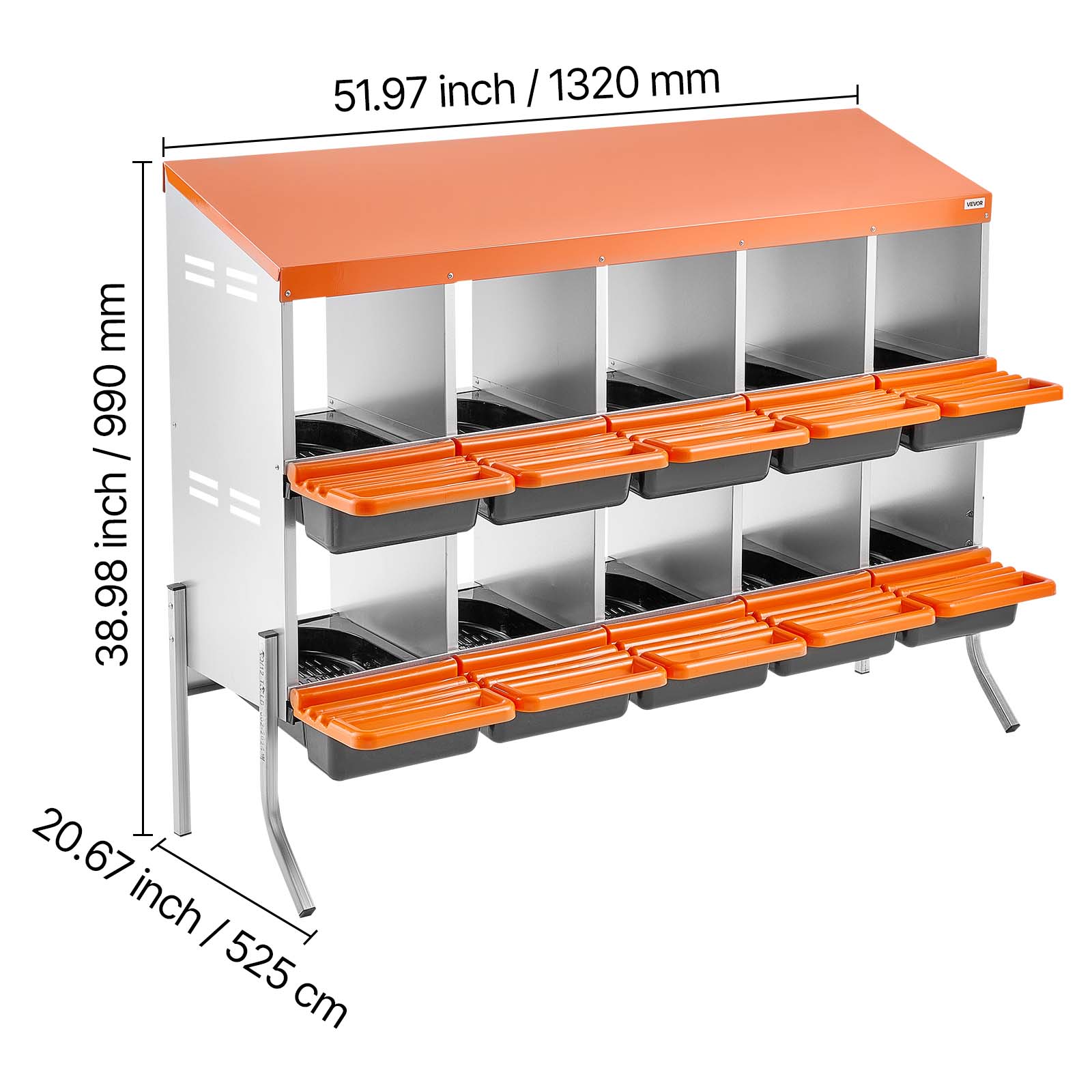 51.97 inch / 1320 mm  
38.98 inch / 990 mm  
20.67 inch / 525 cm
