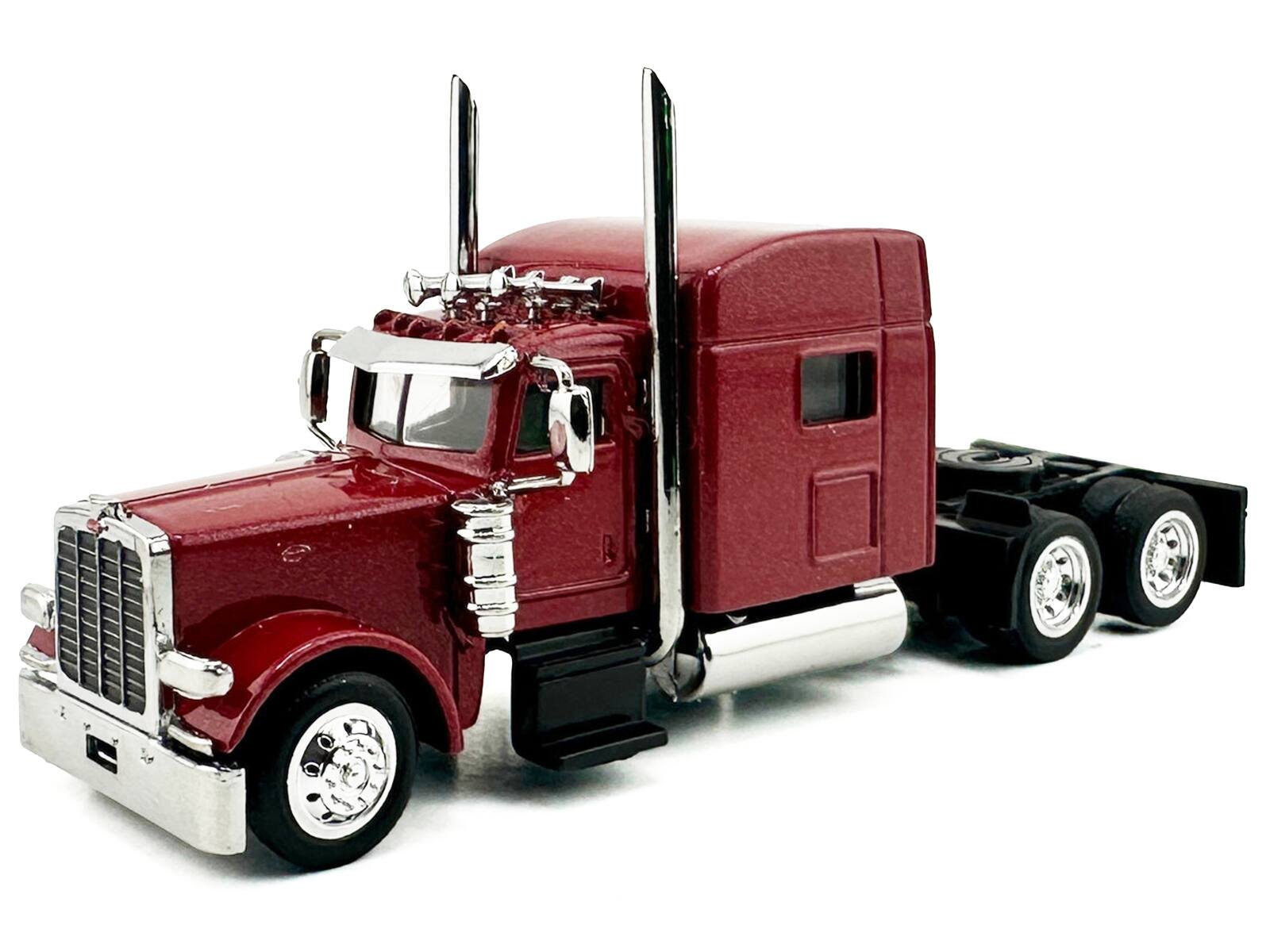 Alt View 1. HO Logistics Replicas - Peterbilt 389 Truck Tractor with Sleeper Cab Red Metallic 1/87 (HO) Scale Plastic Model Car by HO Logistics.