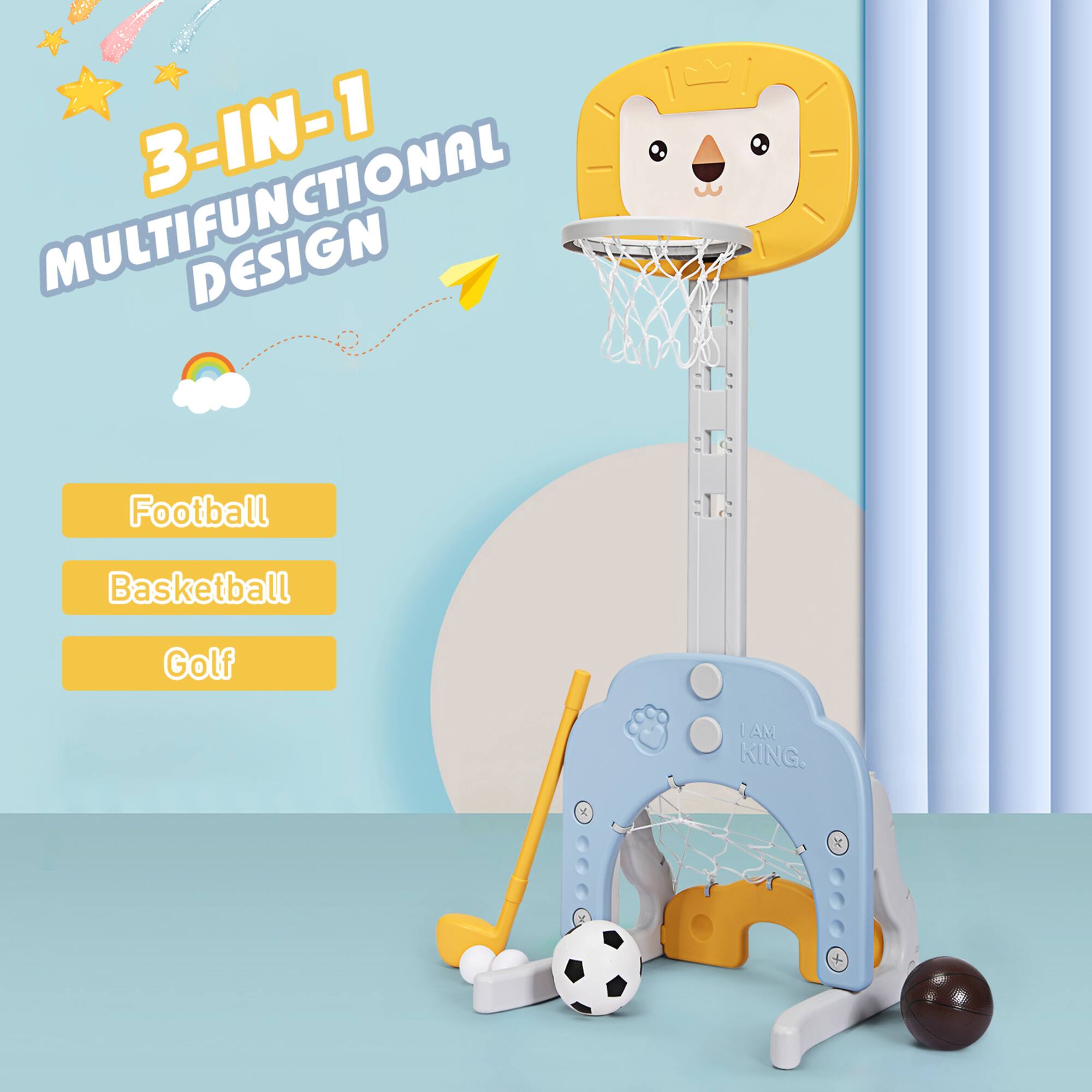 3-IN-1 MULTIFUNCTIONAL DESIGN
Football
Basketball
Golf
I AM KING.