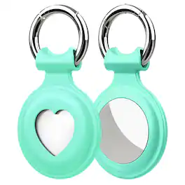Vena - 1x For Apple AirTag Holder and Keyring, Silicone AirTag Keychain Holder, AirTag Case for Kids Elderly Pets Collar - Green