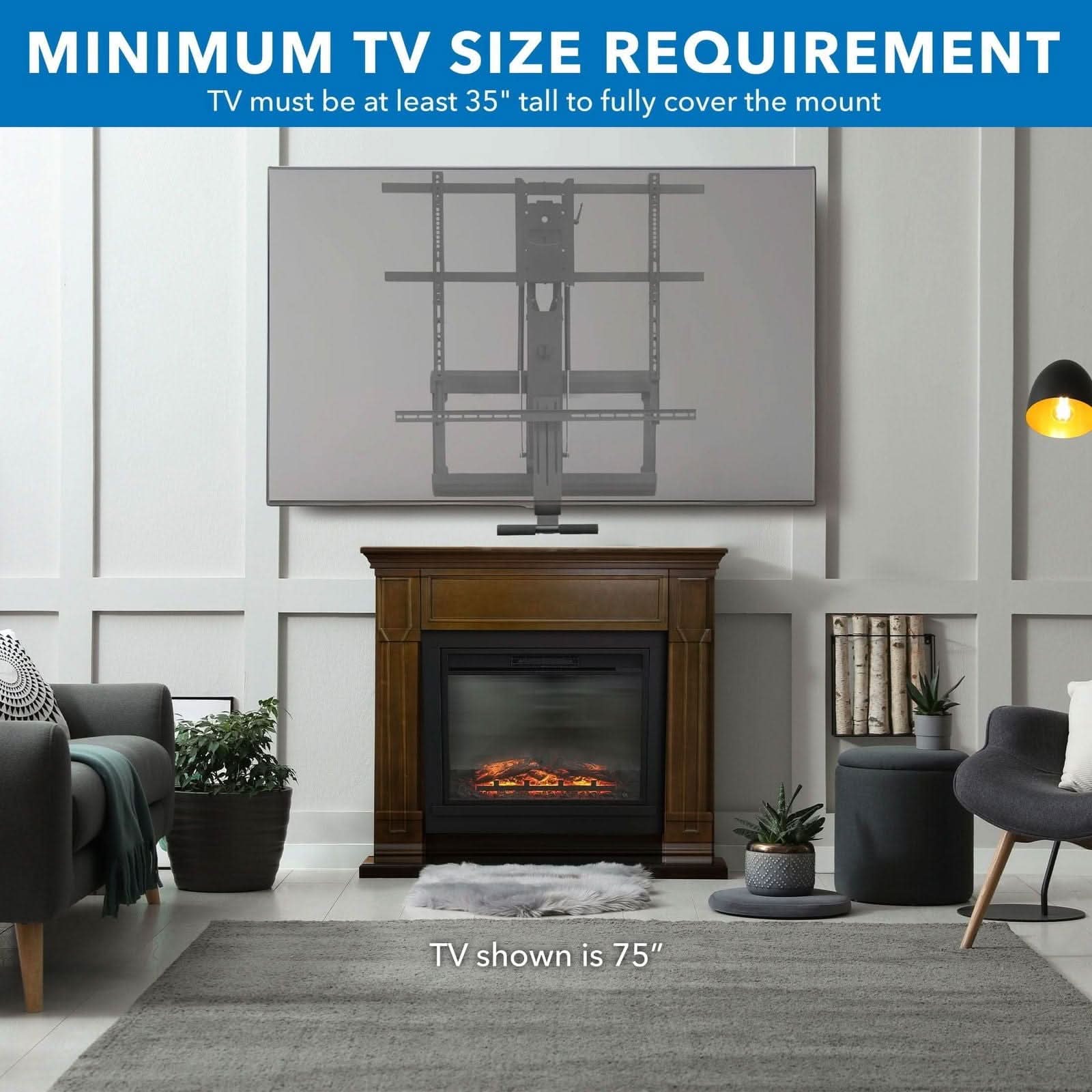 MINIMUM TV SIZE REQUIREMENT  
TV must be at least 35" tall to fully cover the mount  

TV shown is 75"