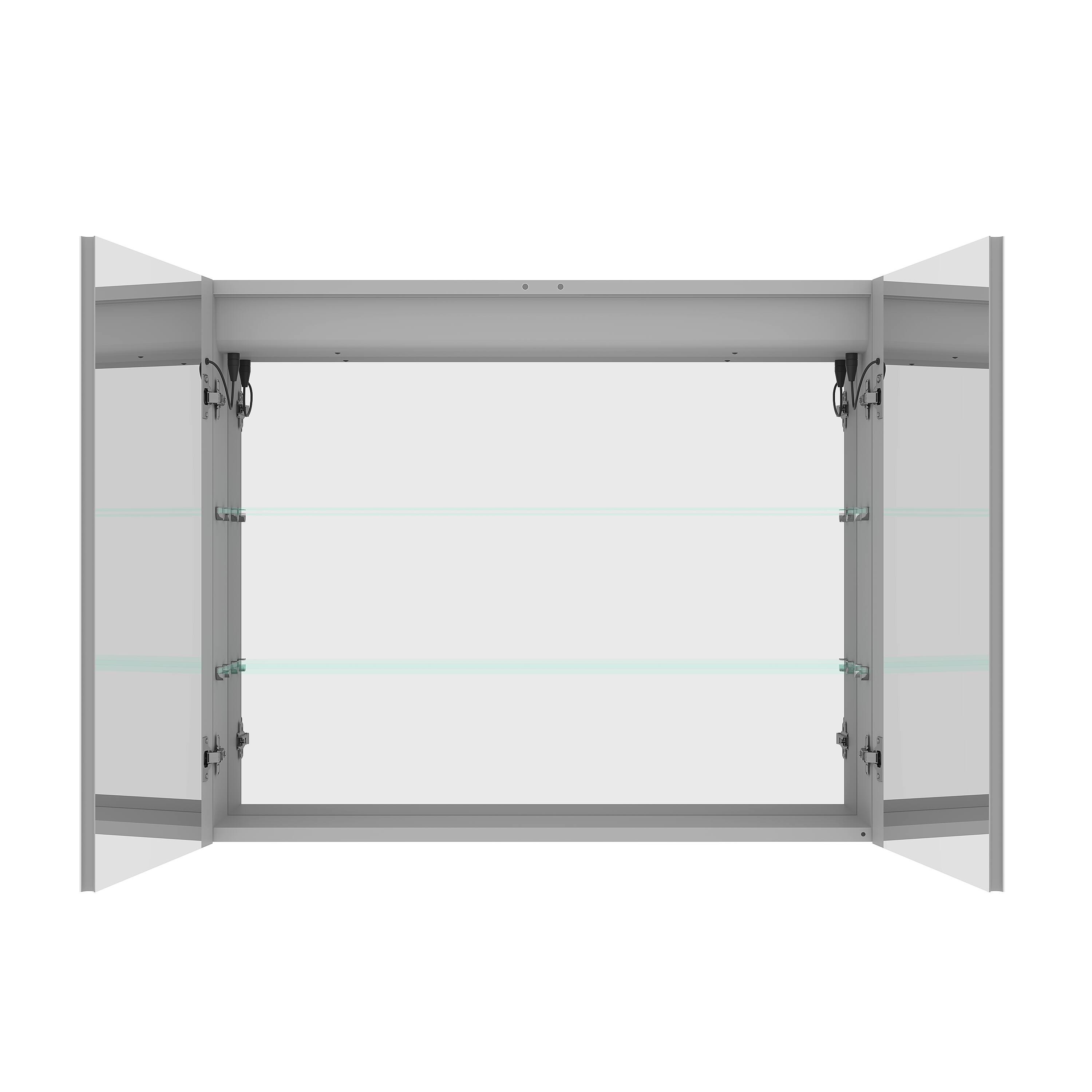 Angle. Boyel Living - 36x30 Inch LED Medicine Cabinet with Vanity Mirror Double Door Anti Fog Aluminum Dimmable - Silver.