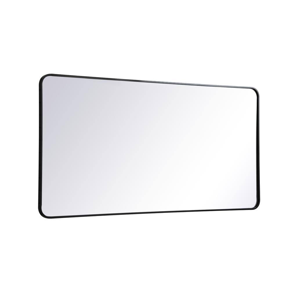 Alt View 1. Elegant Decor - Soft corner metal rectangular mirror 30x60 inch in Black - Black.