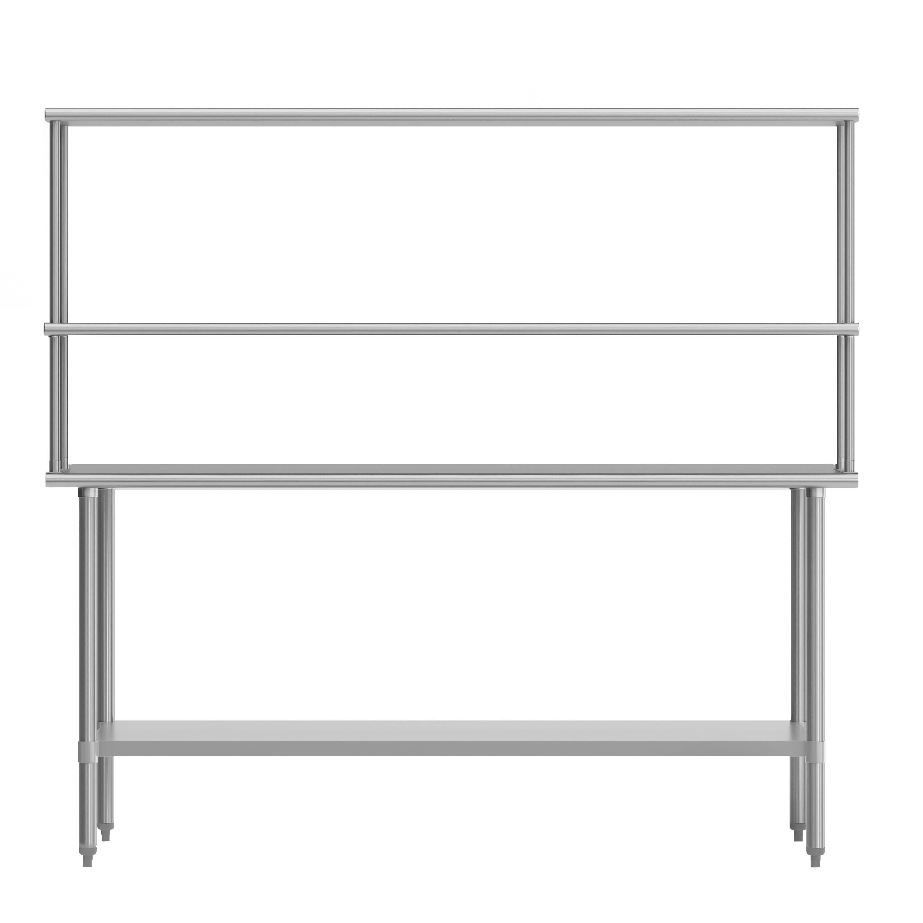 Back. Flash Furniture - Reader Portable Prep and Work Table with NSF Certified 18 Gauge Stainless Steel Top Shelf and Double Overshelves and Gal - Gray.