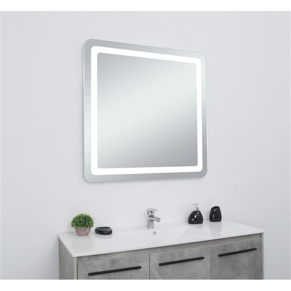 Alt View 3. Elegant Decor - Genesis 36in x 36in soft edge LED mirror - Glossy White.