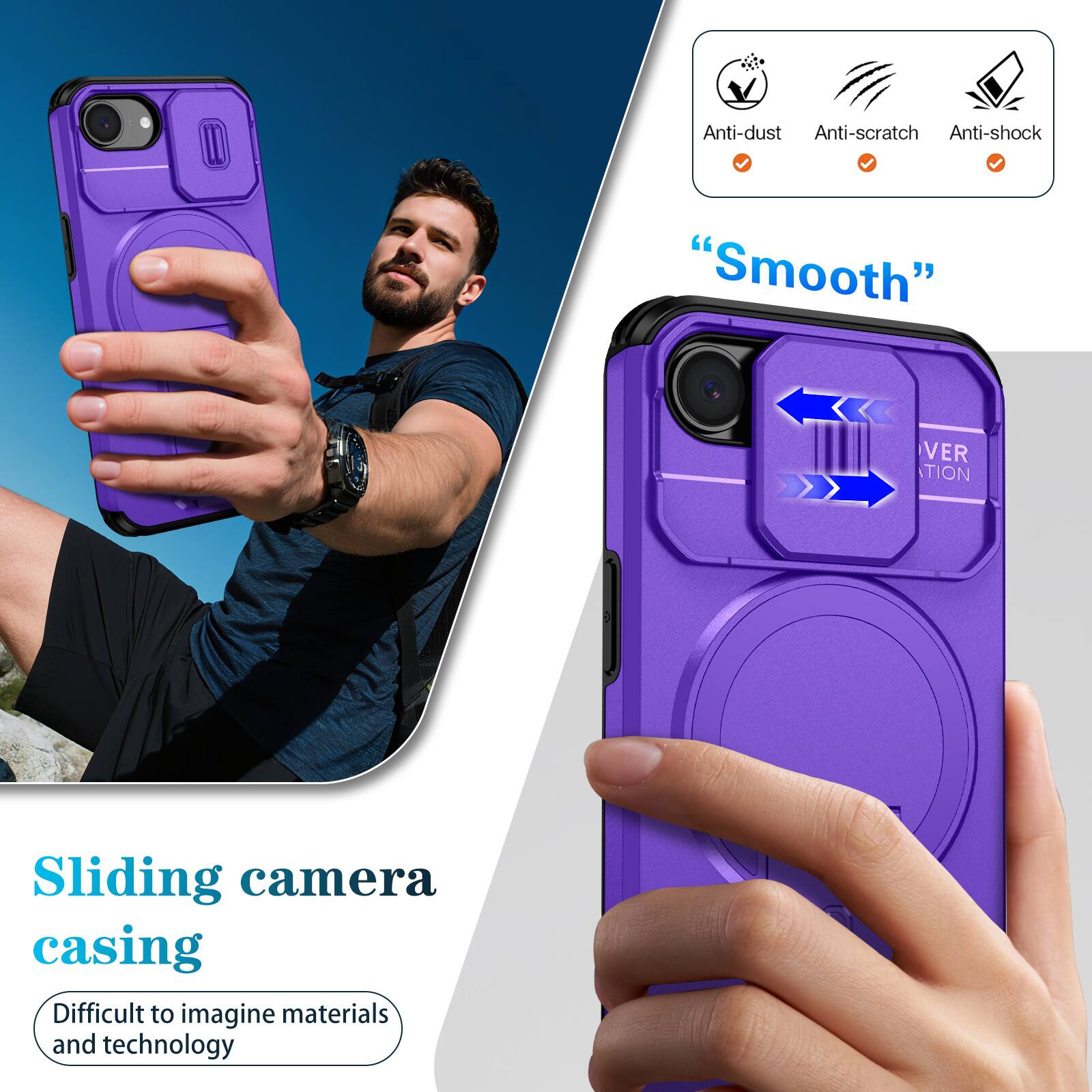 Dteck Magnetic Case for Apple iPhone 17e / 16e with Sliding Camera ...