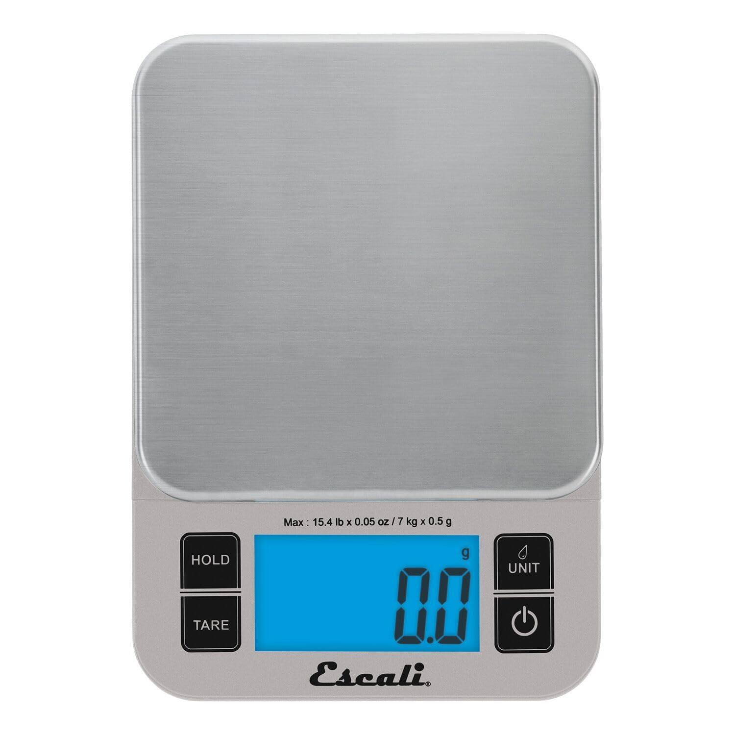 HOLD TARE Max: 15.4 lb x 0.05 oz / 7 kg x 0.5 g  
Escali  
UNIT