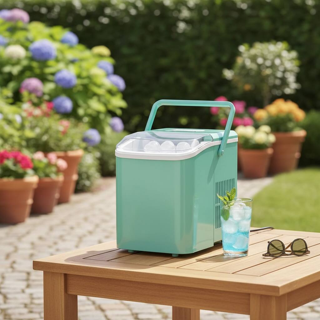 Alt View 2. Forest'nSky - Portable Ice Maker - 24.5 lb/24H, 9 Bullet Ice in 6 Mins, Self-Clean, Low Noise, Handle for Camping/BBQ,Green - Green.