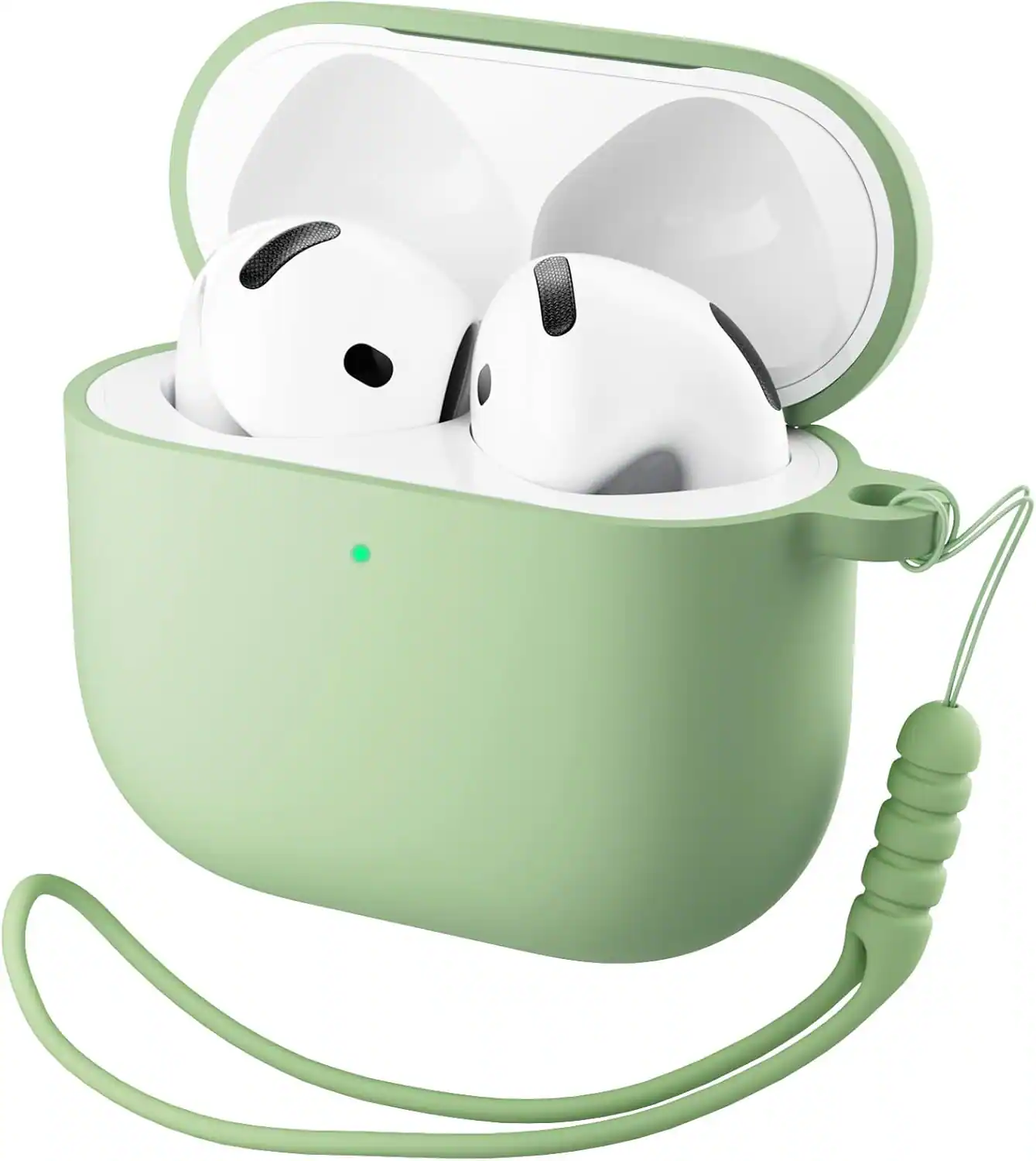 Front. Ornarto - ORNARTO for AirPods 4th Generation Case(2024), Soft Silicone Full Protective Cover with LED Visible - Matcha - Matcha.