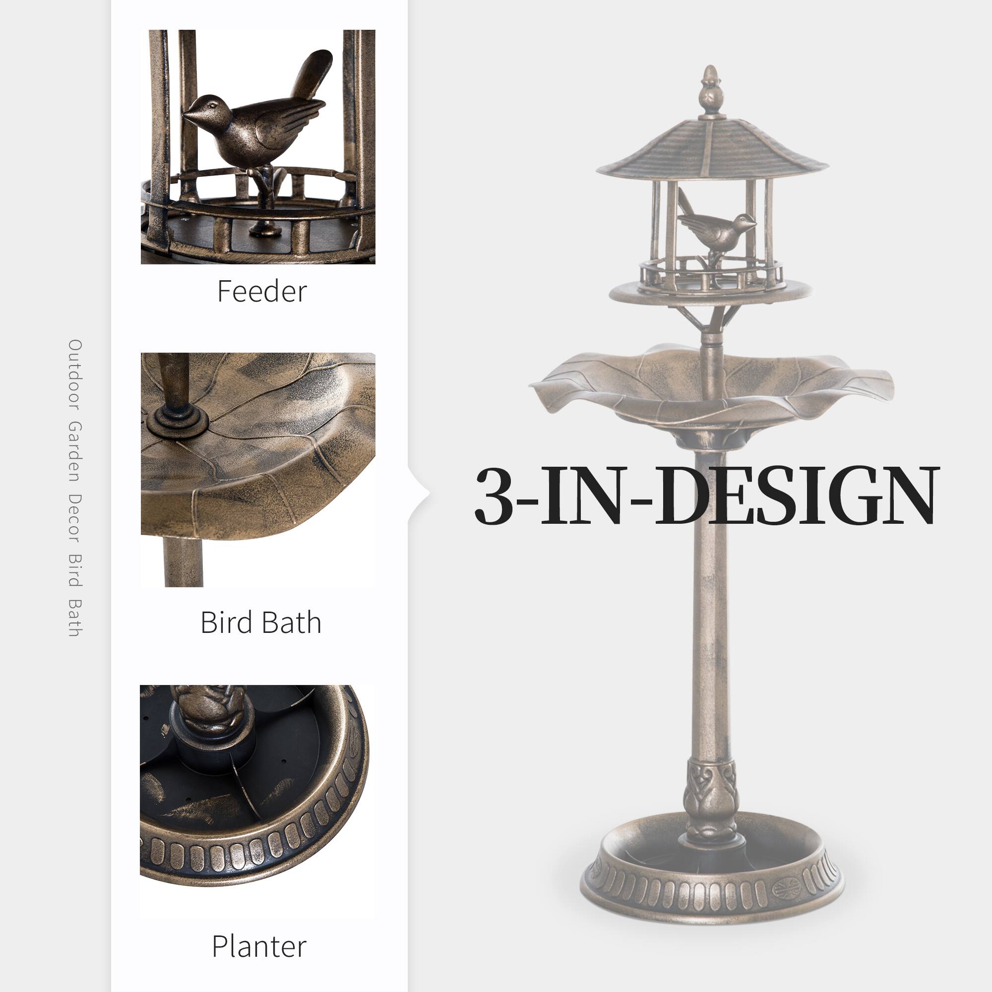 Outdoor Garden Decor Bird Bath Feeder  
3-IN-DESIGN  
Feeder  
Bird Bath  
Planter