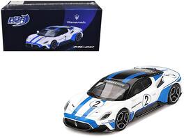 Maserati MC20 #2 White with Blue Stripes and Black Top "Maserati Performance Experience" 1/64 Diecast Model Car by BBR - White and Blue