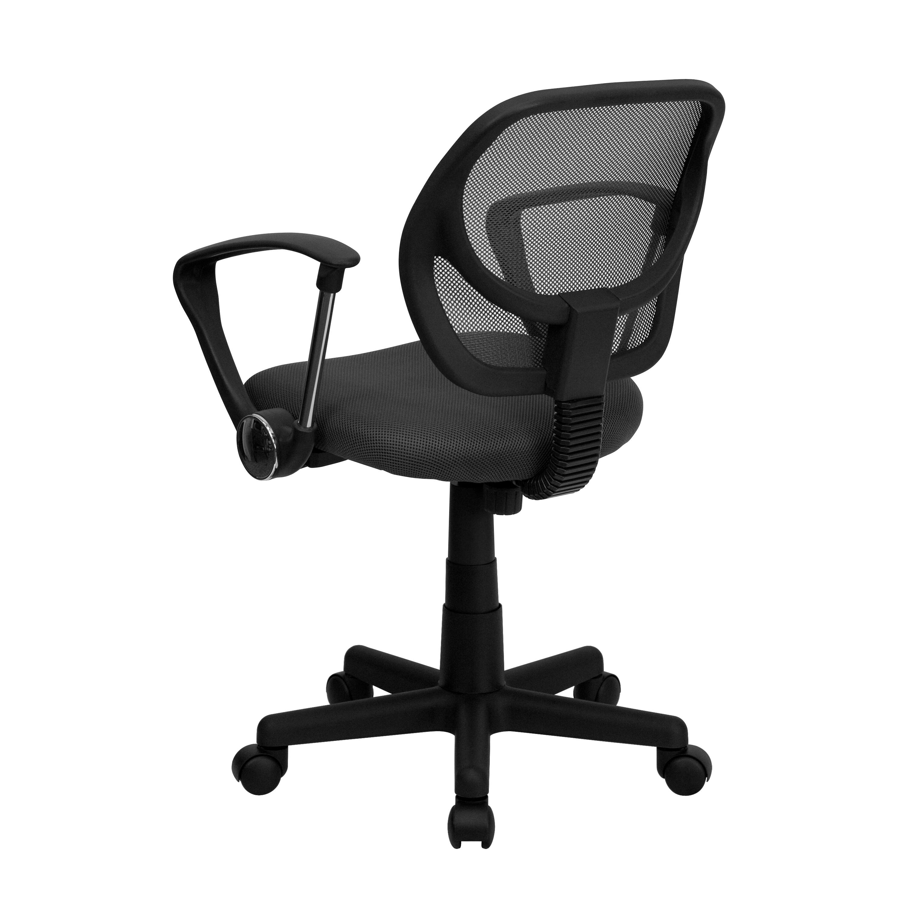 Alt View 5. Emma + Oliver - Mid-Back Mesh Swivel Task Office Chair with Curved Square Back and Arms - Gray.