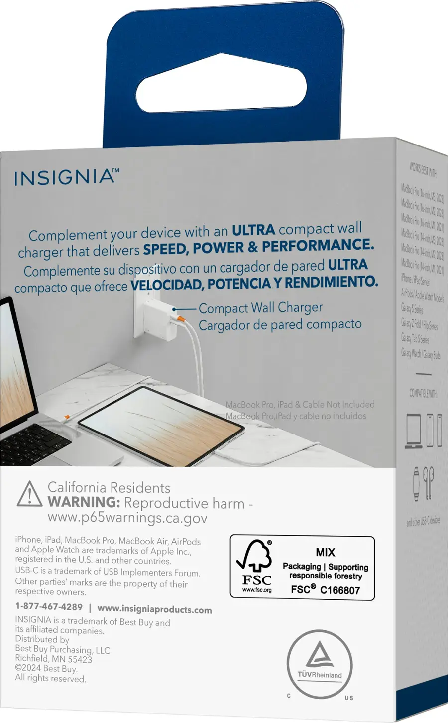 Insight Ultra Compact Wall Charger, 1G 27W, 220V, White, MacBook Pro, iPad & Cable Not Included, Compatible with iPhone, iPad, MacBook Pro, MacBook Air, AirPods and Apple Watch, Trademarks of Apple Inc., MIX registered in the U.S. and other countries, USB-C is trademark of USB Implementers Forum, Supporting responsible forestry.