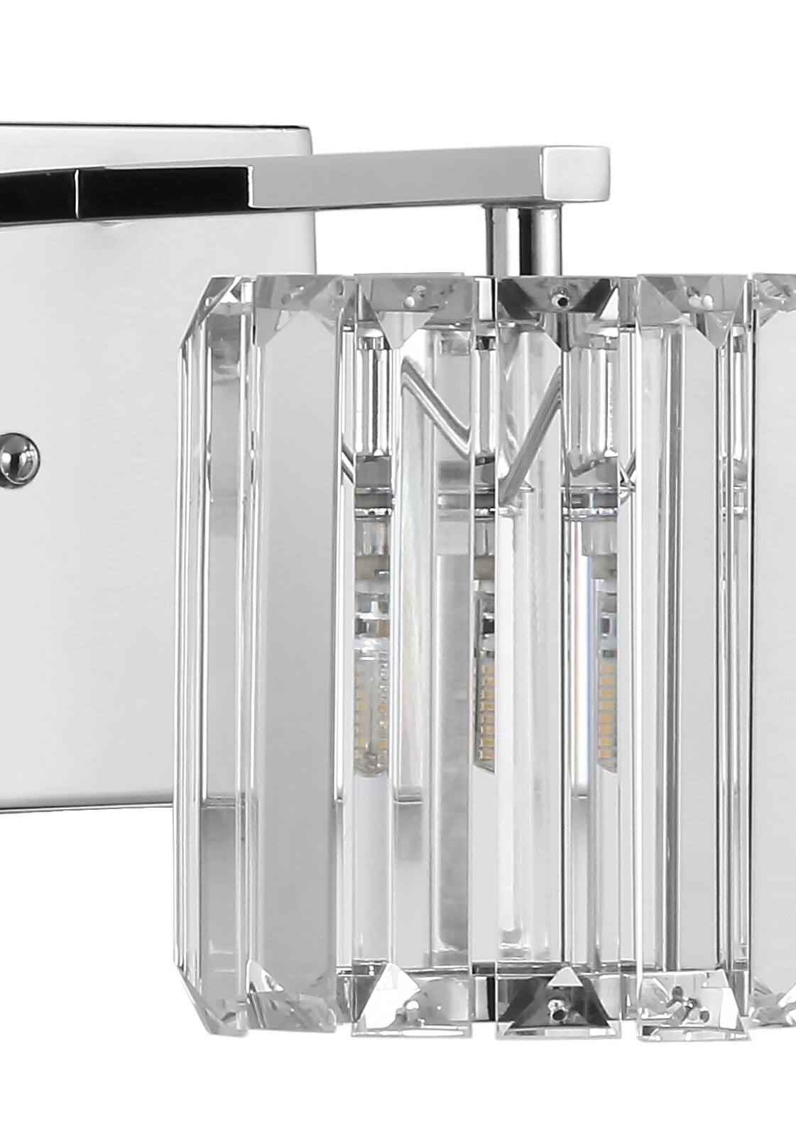 Alt View 4. Jonathan Y - Coco Prism Vintage 4.75" 1-Light Metal/Glass Classic Glam LED Vanity Light, Chrome - Chrome.