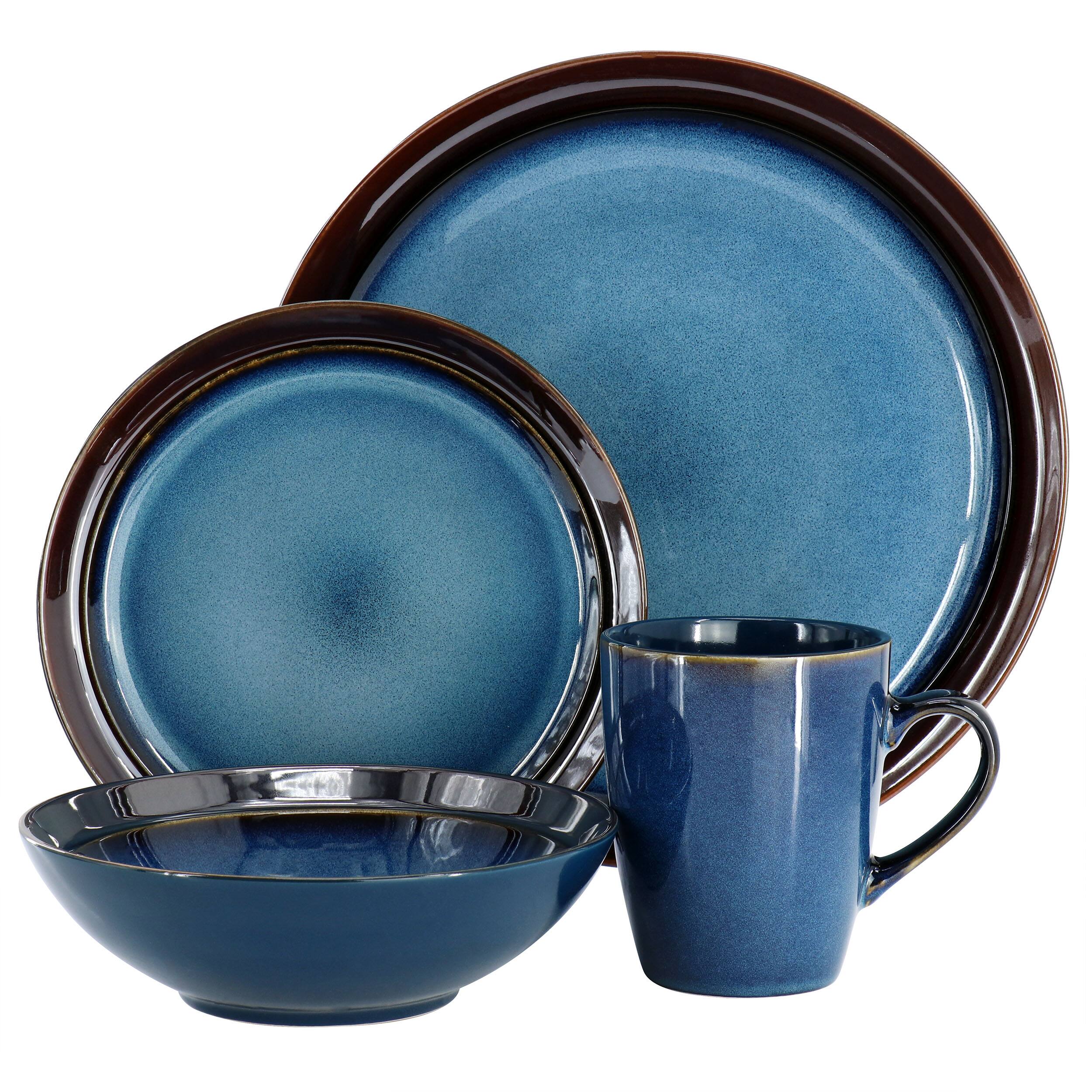 Alt View 1. Gibson - Gibson Elite 16 Piece Priya Reactive Glaze Stoneware Dinnerware Set in Blue - Blue.