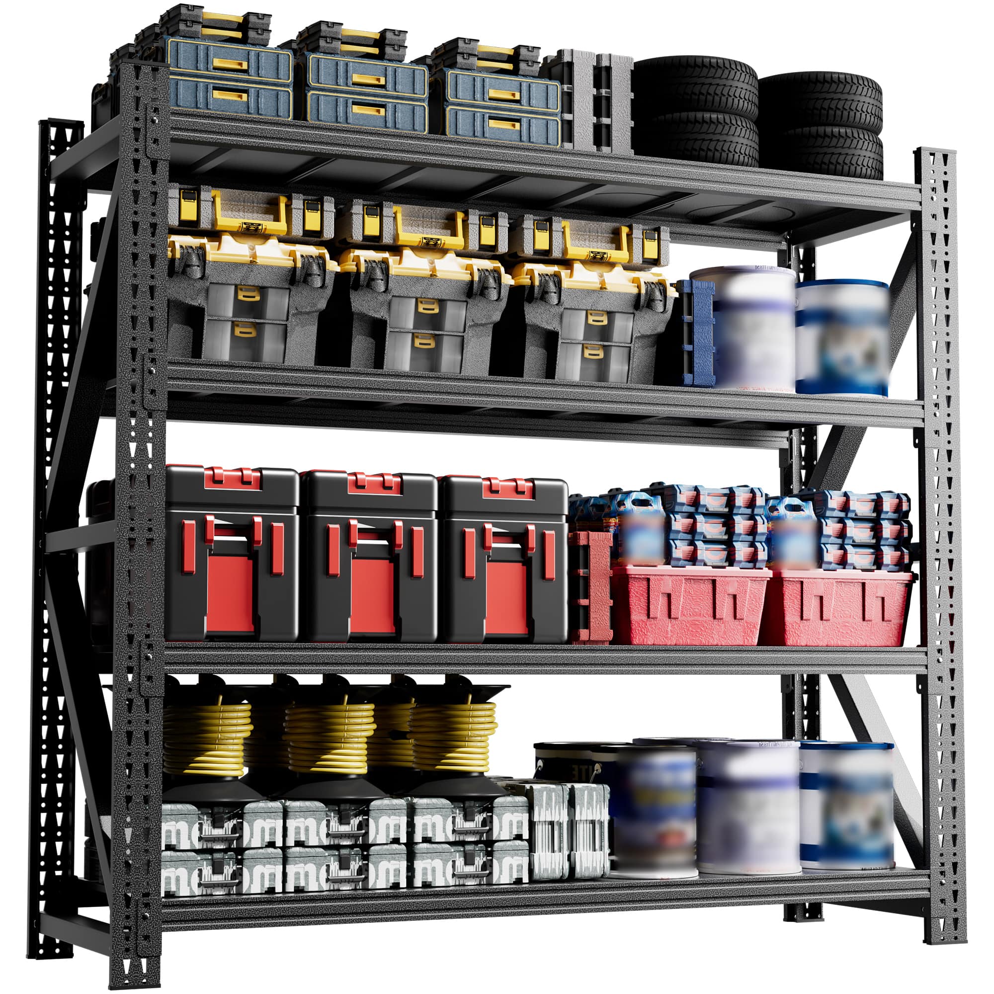 Boyel Living - Heavy Duty Garage Shelving 6000LBS Extra Wide Metal Adjustable Shelves (69"H x 75"W x 23.7"D) Industrial Storage - Black
