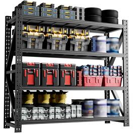 Boyel Living - Heavy Duty Garage Shelving 6000LBS Extra Wide Metal Adjustable Shelves (69"H x 75"W x 23.7"D) Industrial Storage - Black