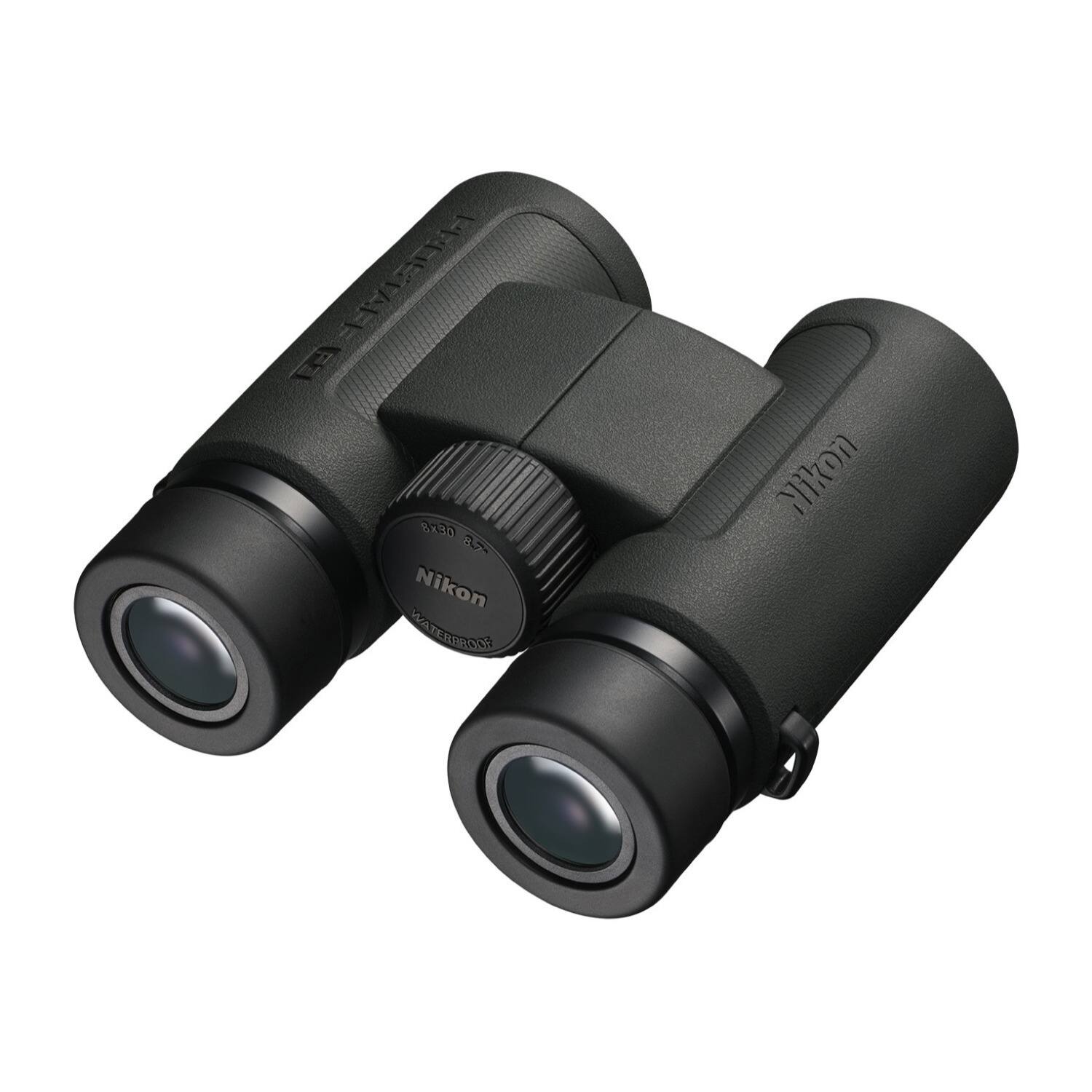 The text on the image reads:

"Nikon  
8x30  
WATERPROOF"