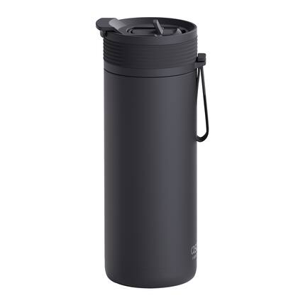 Front. Asobu - 20-Oz Aspen Insulated Water Bottle - Black.