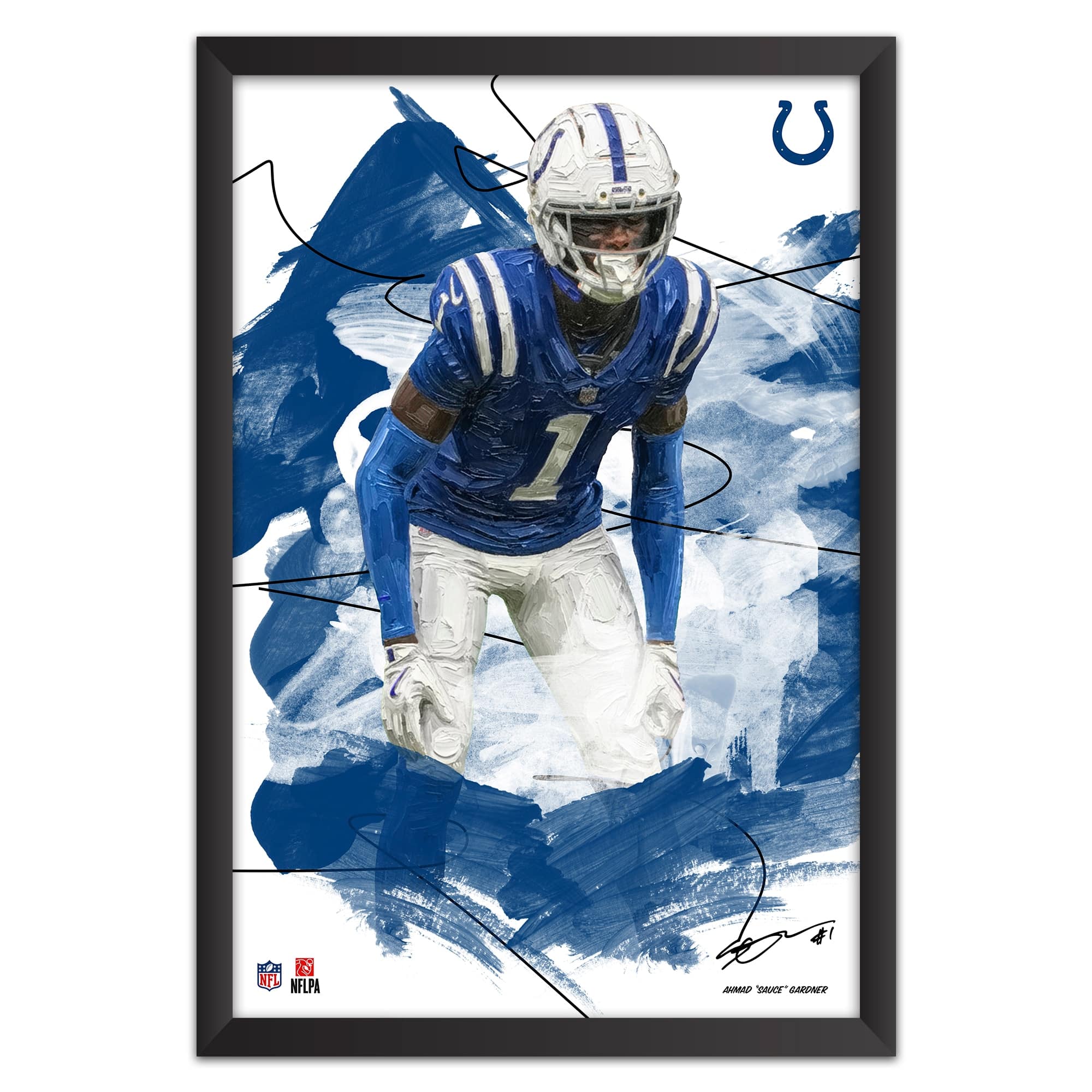 "Sporticulture - Ahmad Gardner Indianapolis Colts 14"" x 20"" Brush Stroke Player Framed Art Print - Multicolor" price history on PriceWatchPro
