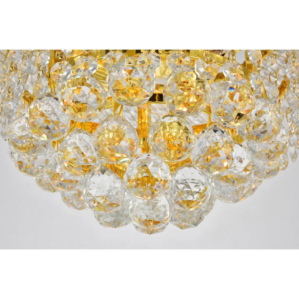 Left. Elegant Lighting - Primo 3 light Gold Flush Mount Clear Royal Cut Crystal - Gold.