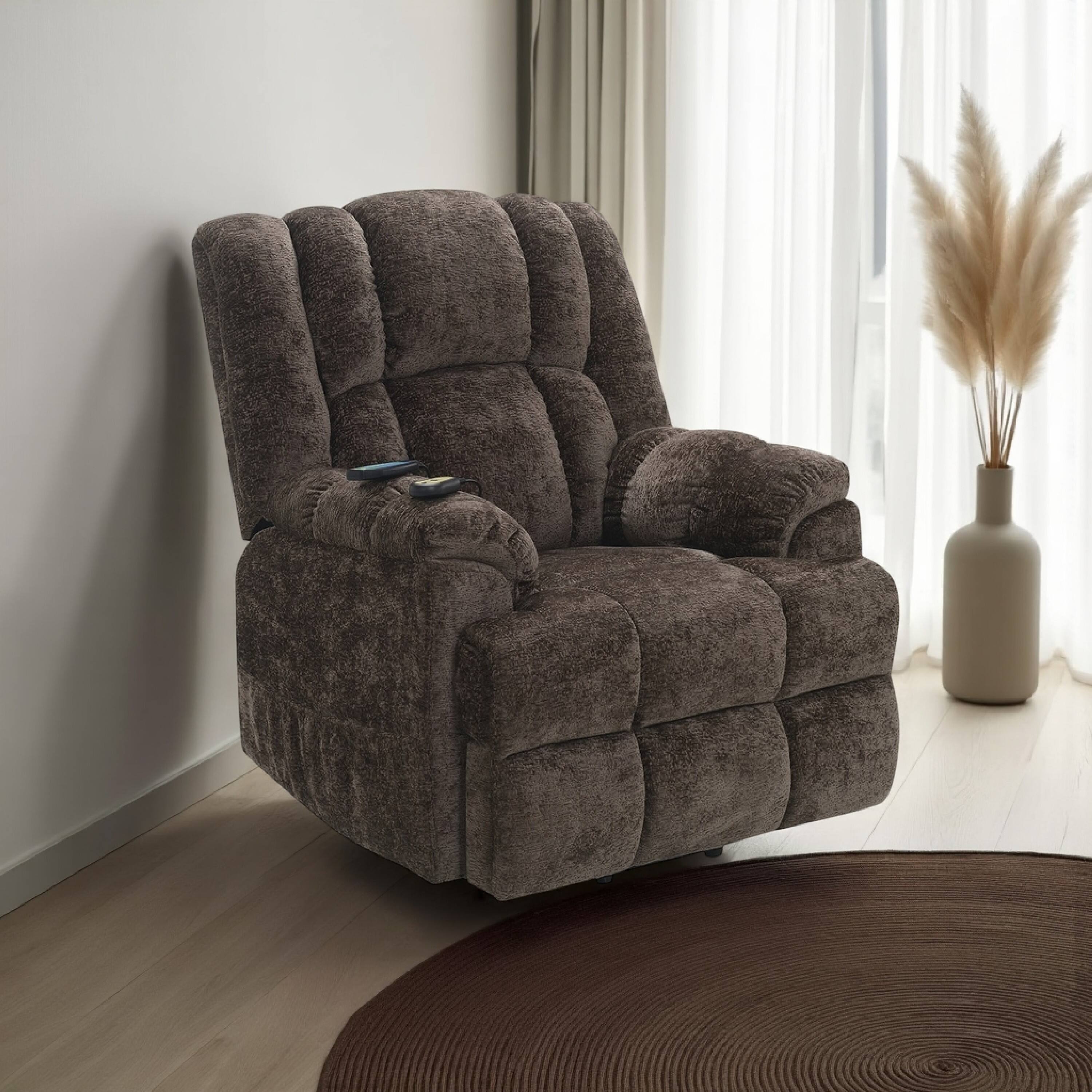 Alt View 5. Manhattan Lane - Cassy Power Recliner Chair with Lift, Heating, Massage - Brown.