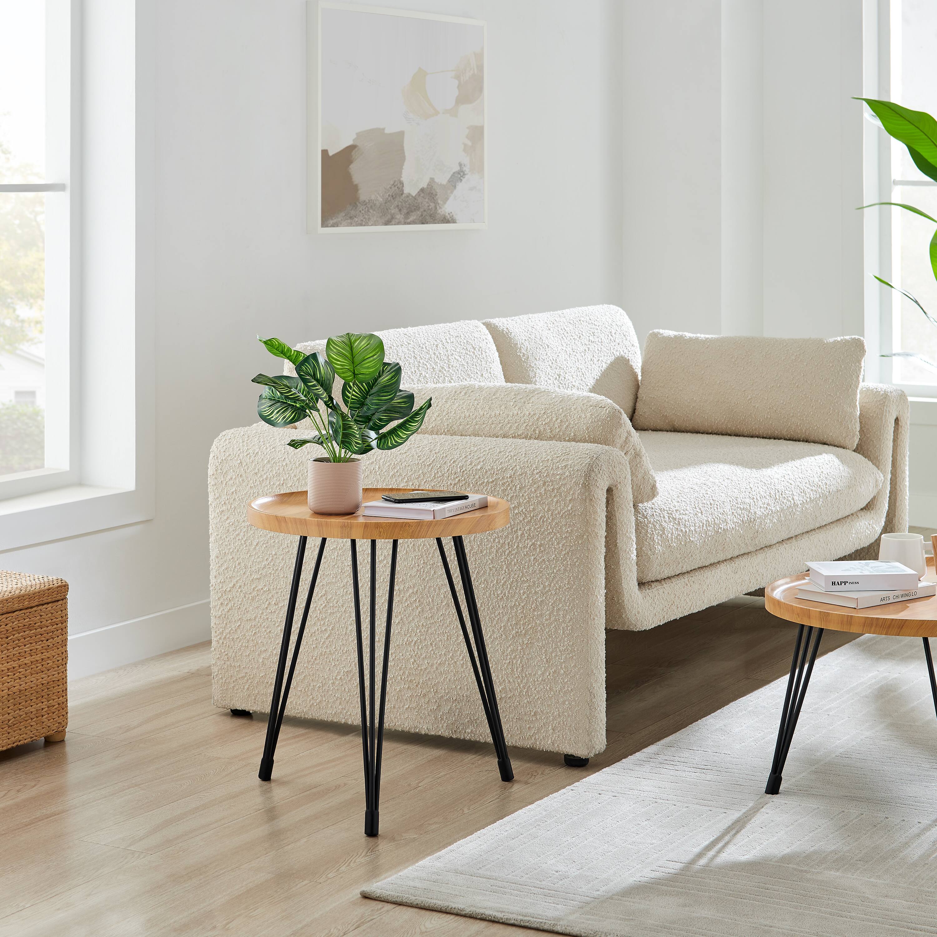 Alt View 1. Danya B - Tadao Raised Lip Edge Side Table - Round - Bamboo - Bamboo, Black.