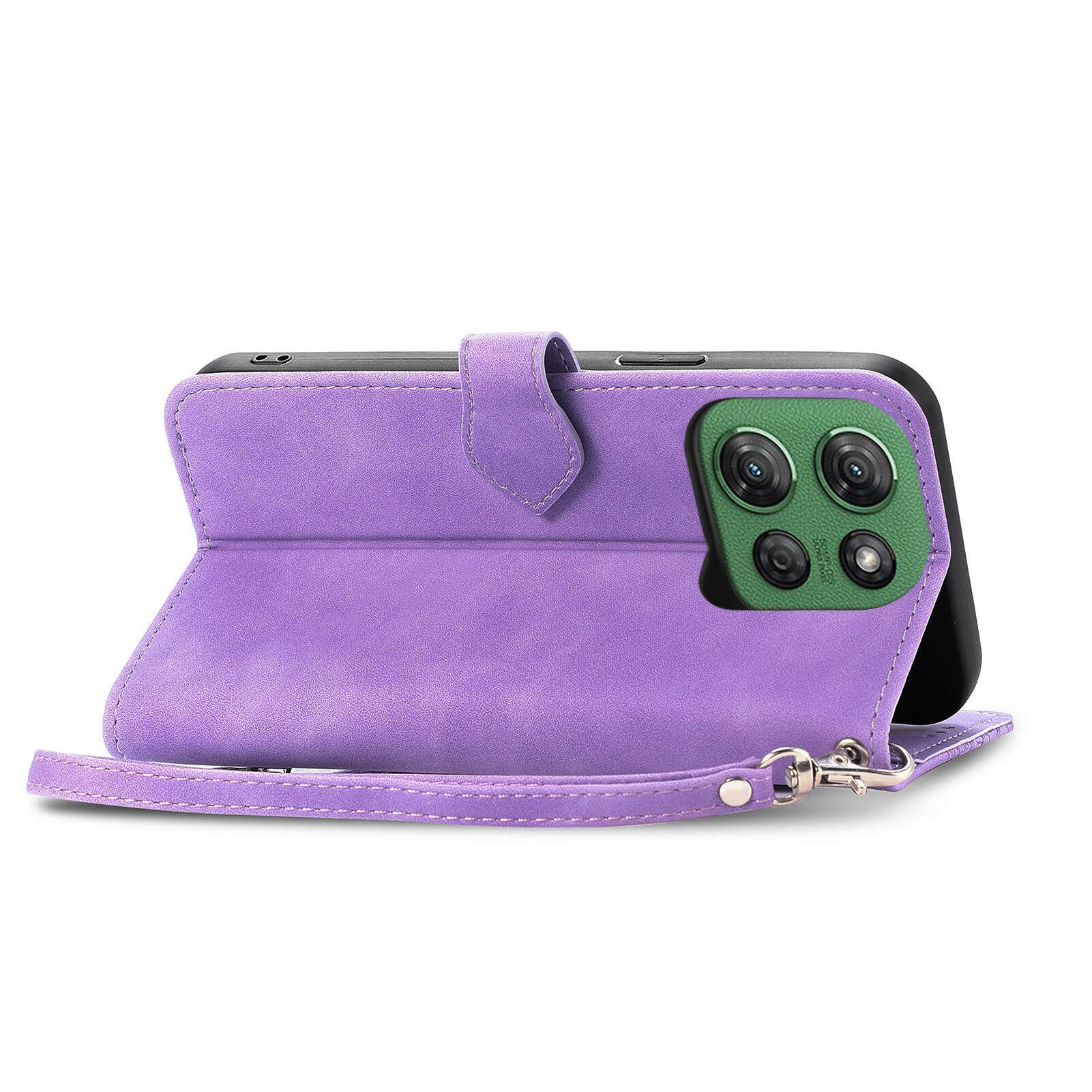 Alt View 1. Dteck - for Motorola G Power 5G (2025) Slim Wallet Case,Shockproof PU Leather Card Holder Cover with Zipper Pocket & Wrist Strap - Purple.