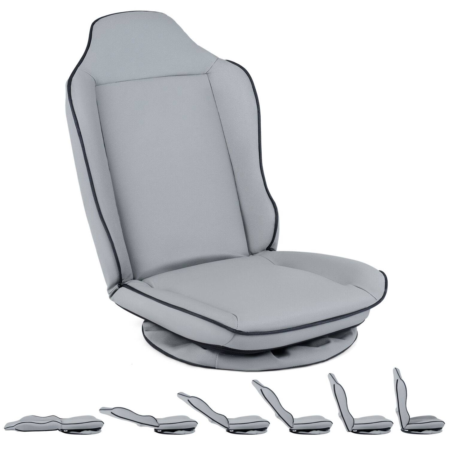 Left. WELLFOR - 360° Swivel Floor Gaming Chair with 5-Level Adjustable Backrest - Gray.