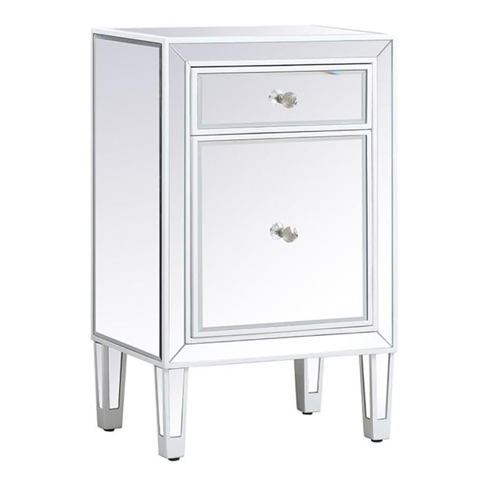 Front. Elegant Decor - 18 inch mirrored end table in white - White.