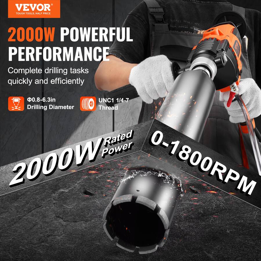 Diamond Core Rig Models VEVOR Core Drill Machine, 0.8 6.3in Drilling Diameter Handheld Diamond ...