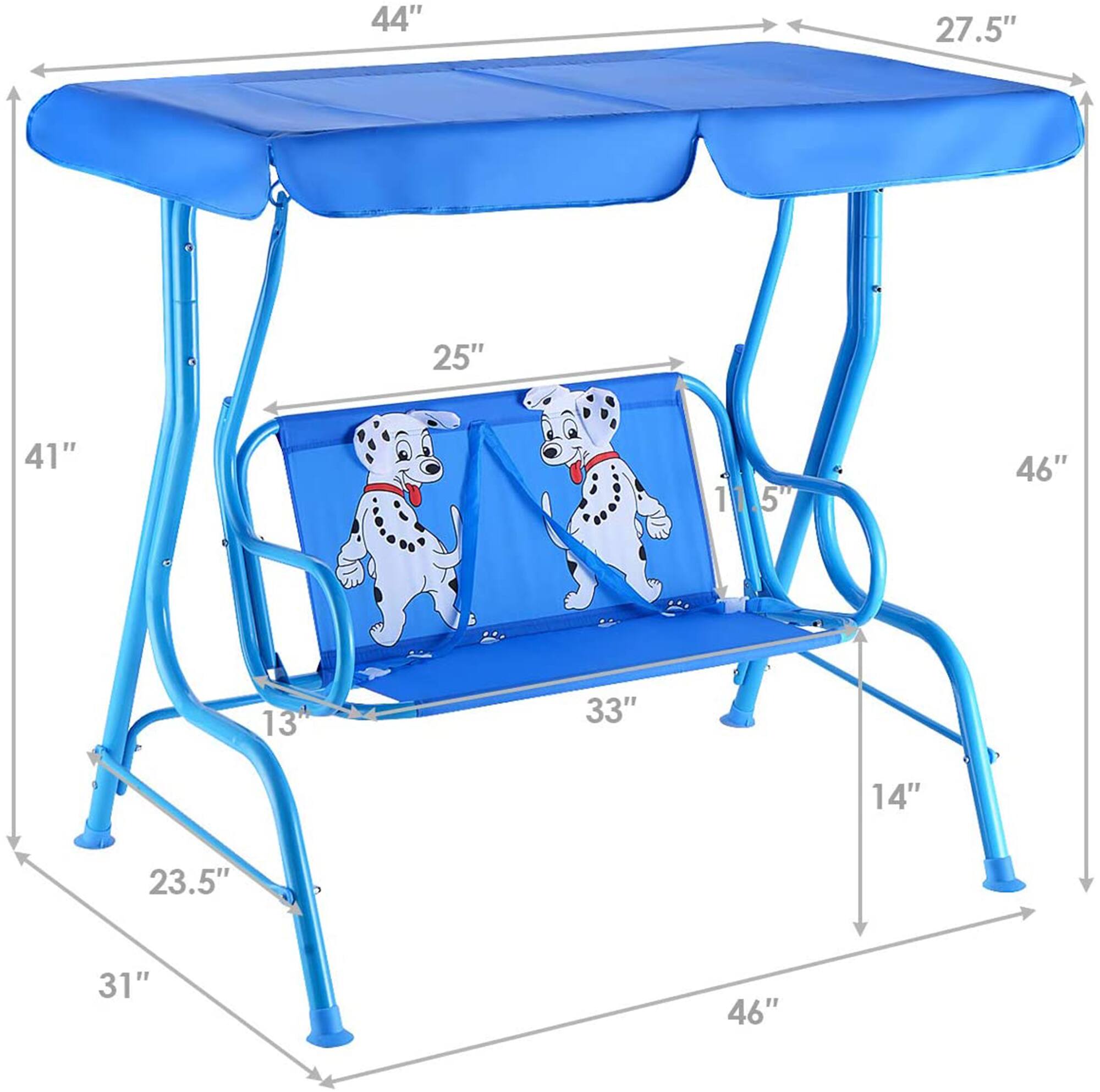 Alt View 1. Gymax - Gymax Kids Patio Porch Bench Swing w/ Safety Belt Canopy Outdoor Furniture Blue - Blue.