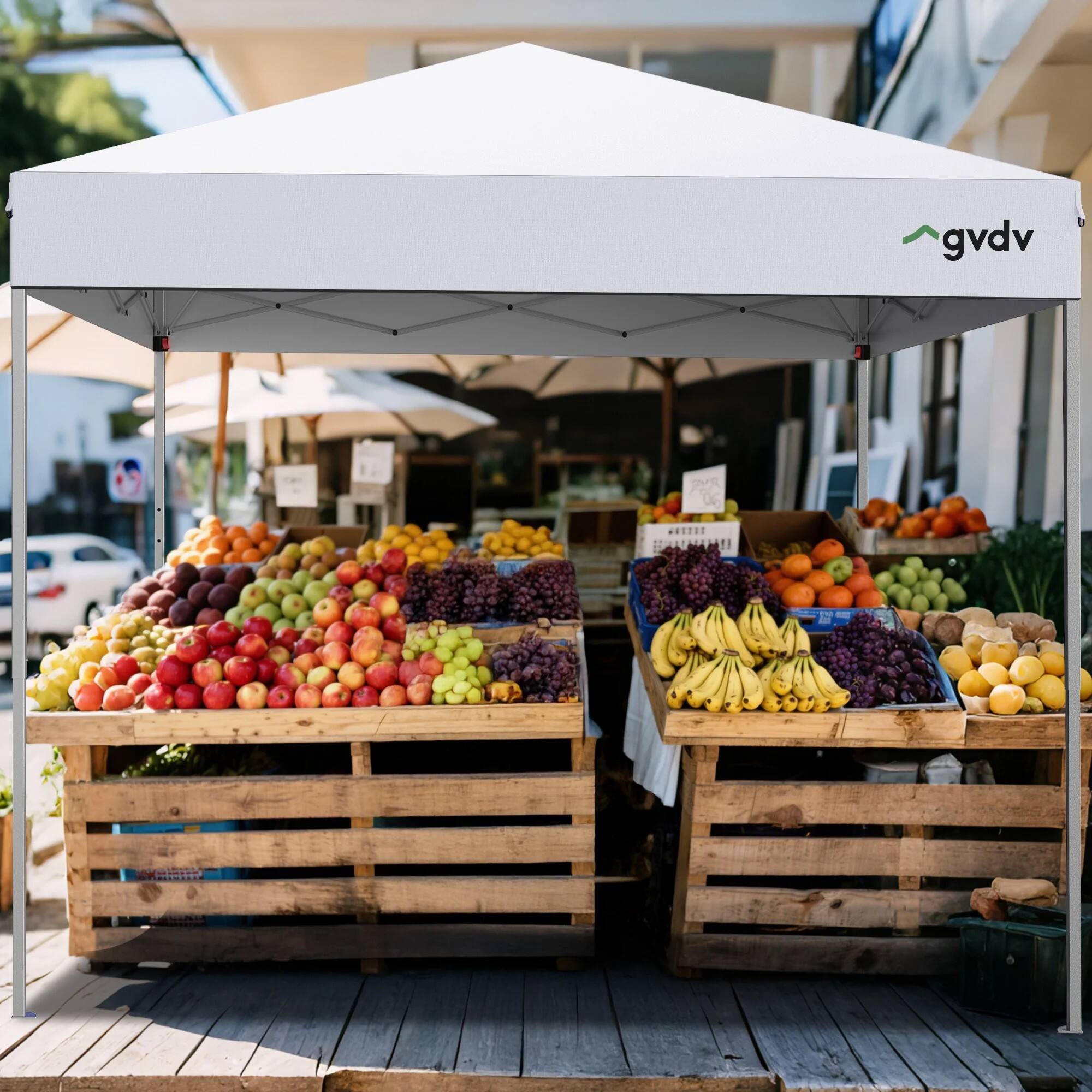 Alt View 4. GVDV - Canopy Tent, 10x10 ft Easy Pop up Outdoor Canopy Tent, Portable Straight Leg Gazebo Instant Canopy - White.