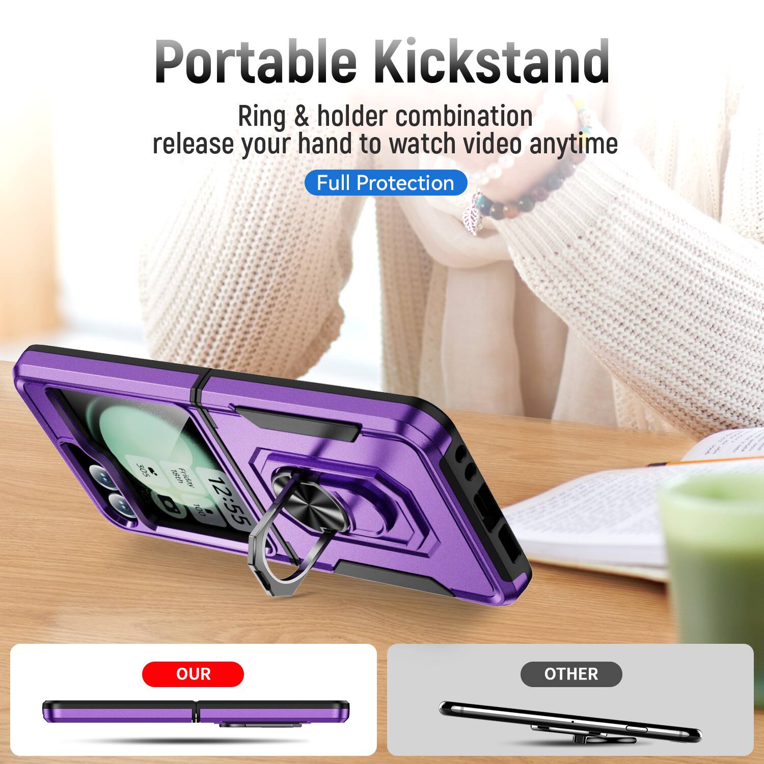 Portable Kickstand  
Ring & holder combination release your hand to watch video anytime  
Full Protection  

OUR  
OTHER