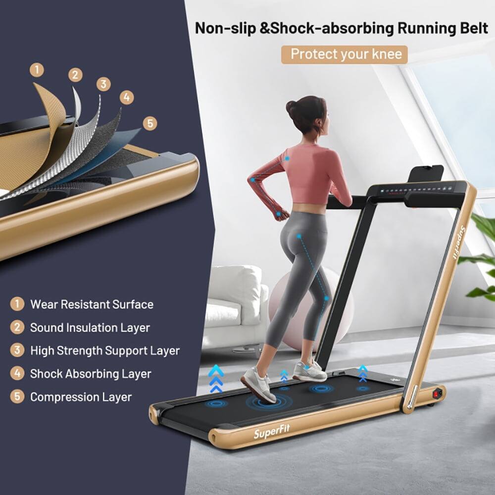 1. Non-slip & Shock-absorbing Running Belt  
   Protect your knee

2. SuperFit

3. Wear Resistant Surface

4. Sound Insulation Layer

5. High Strength Support Layer

6. Shock Absorbing Layer

7. Compression Layer