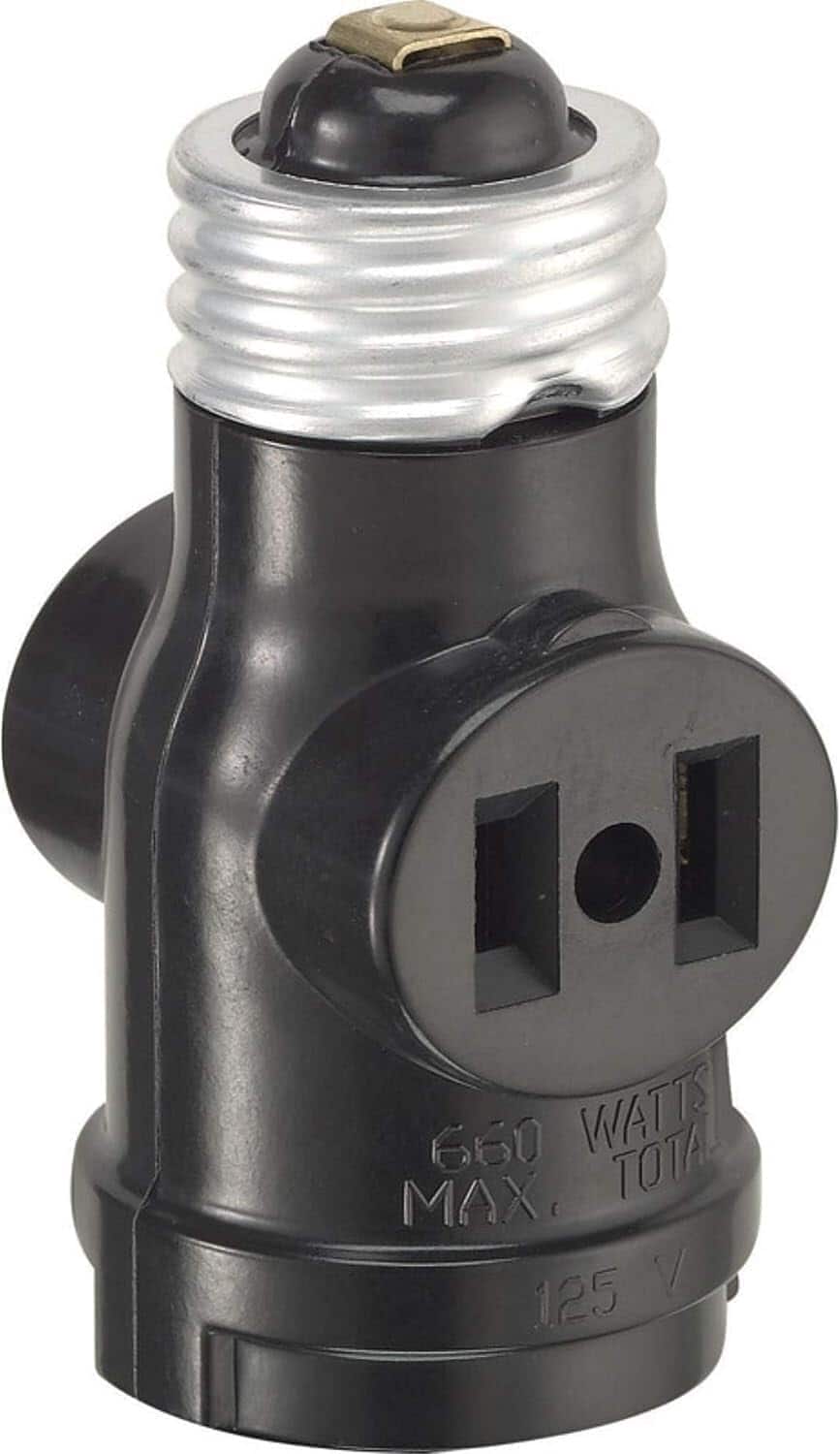 Leviton - Two Outlet Socket Adapter 1403 - Black