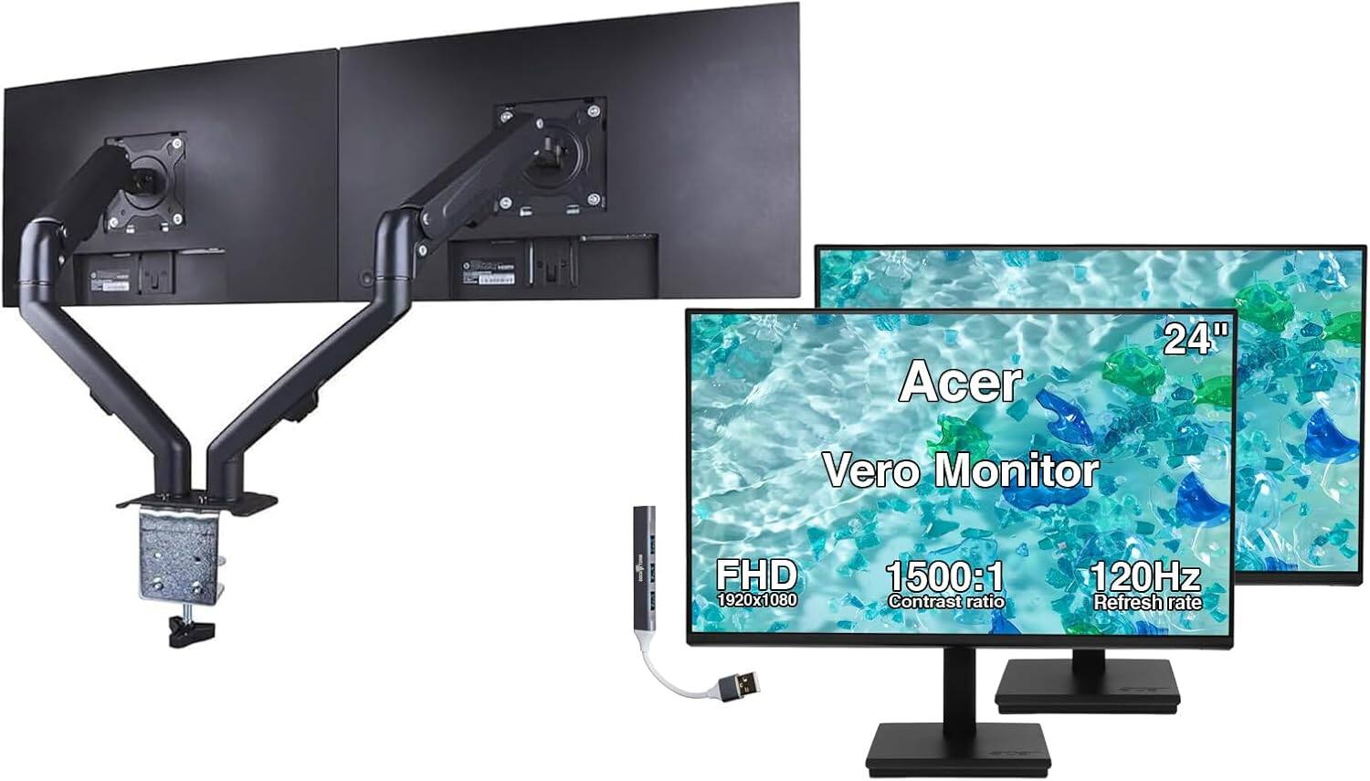 Acer  
24"  
Vero Monitor  
FHD 1920x1080  
1500:1 Contrast ratio  
120Hz Refresh rate