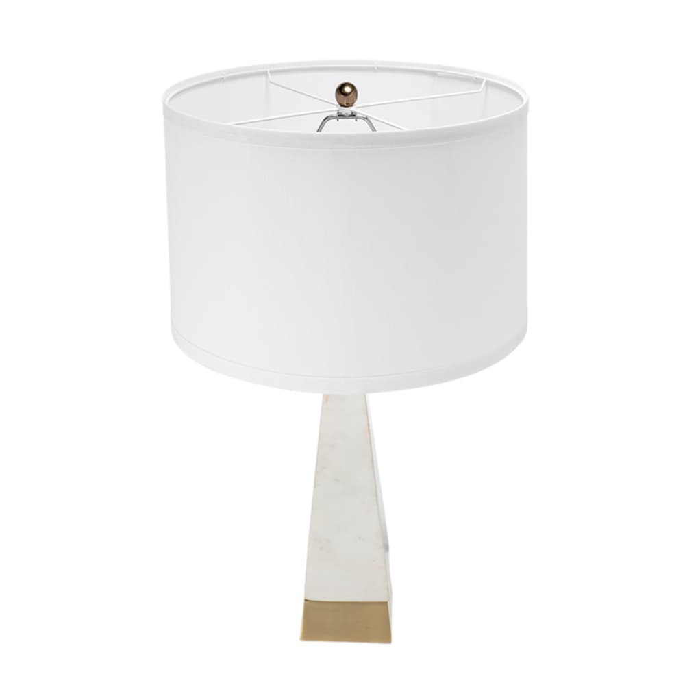 Angle. Luckbyte - 15x26 Inch White Gold Thin Pyramid Table Lamp With Drum Shade Assembly Required.