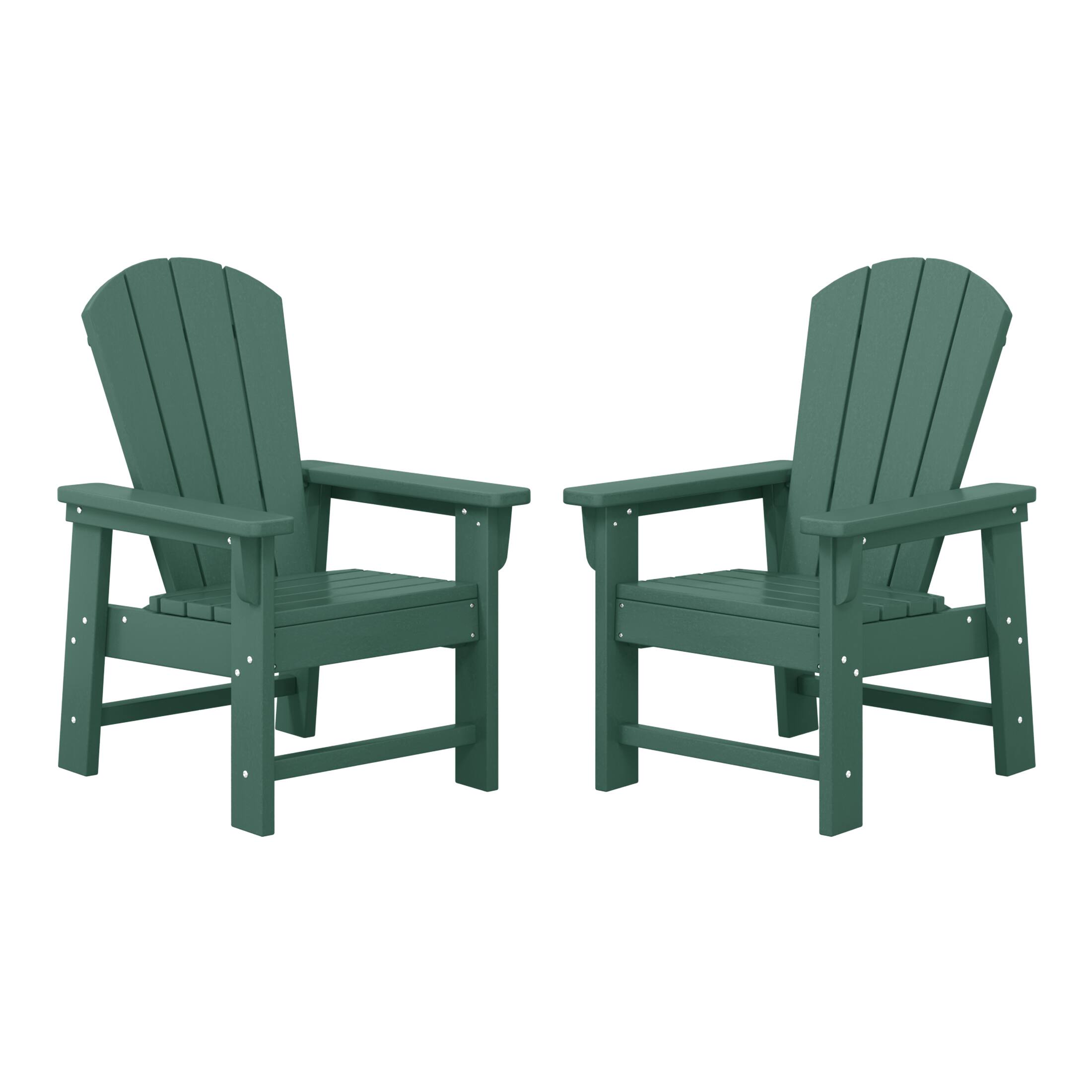Front. WestinTrends - WestinTrends Malibu Kids Outdoor Adirondack Plastic Patio Chair (Set of 2) - Dark Green.