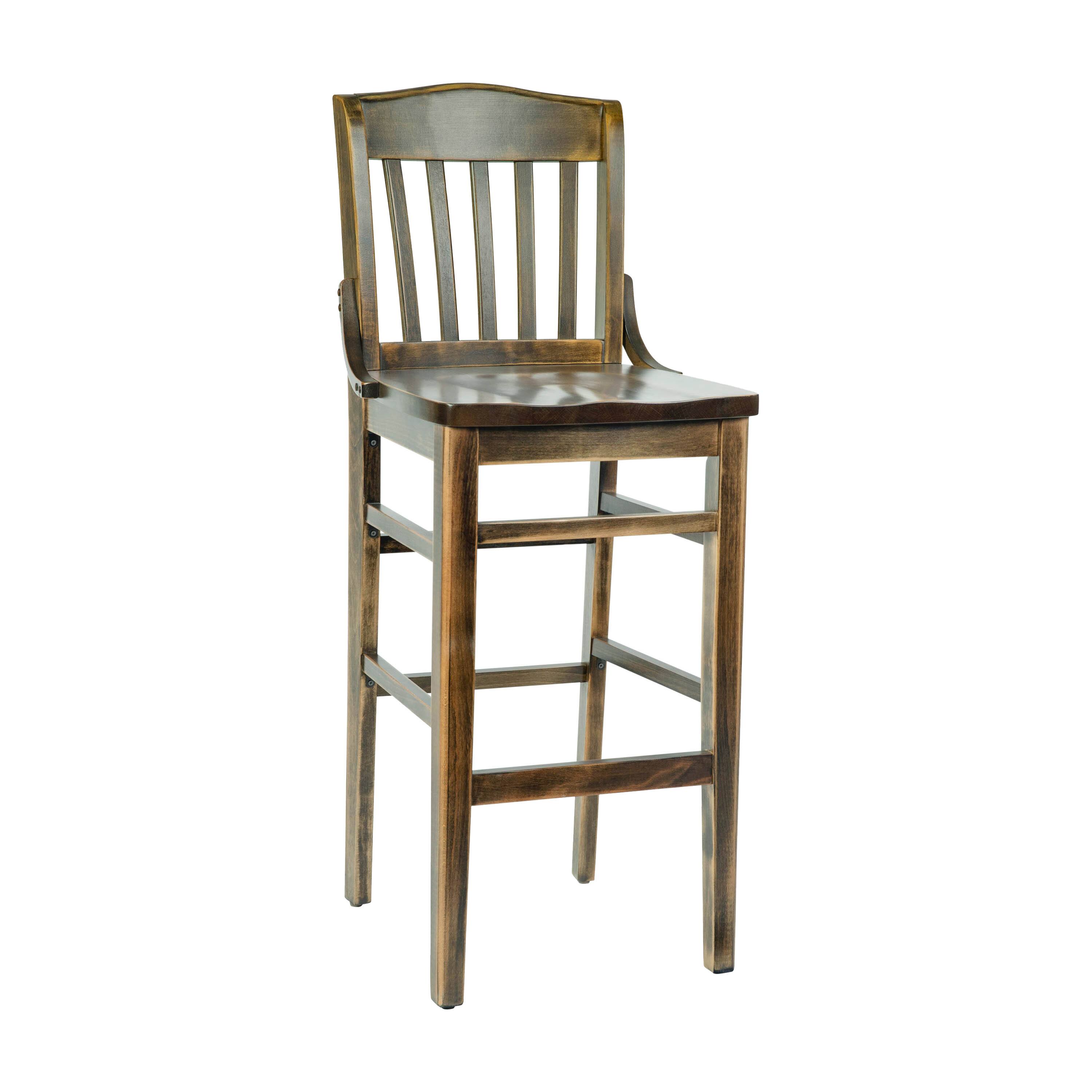 Front. Flash Furniture - HERCULES School House Back Antique Copper Wood Restaurant Barstool - Brown.