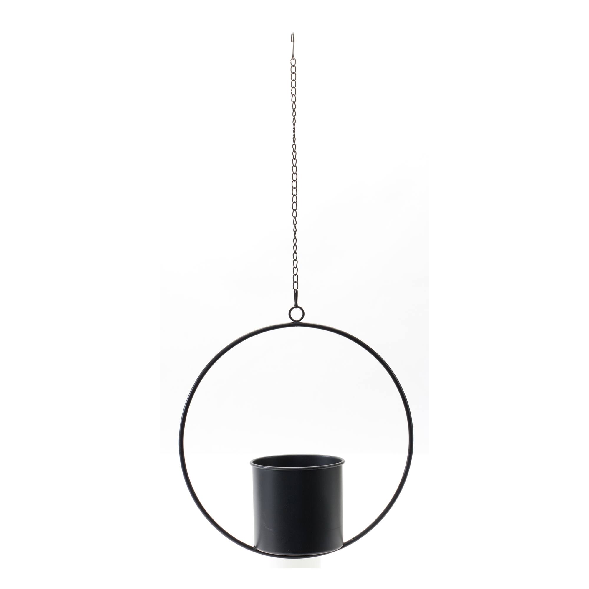 Left. BreeBe - Modern Hanging Planter with Frame (Set of 2) - Black.