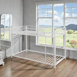 Hivvago - Compact Twin Metal Bunk Bed with Sturdy Frame and Safety Rails - White