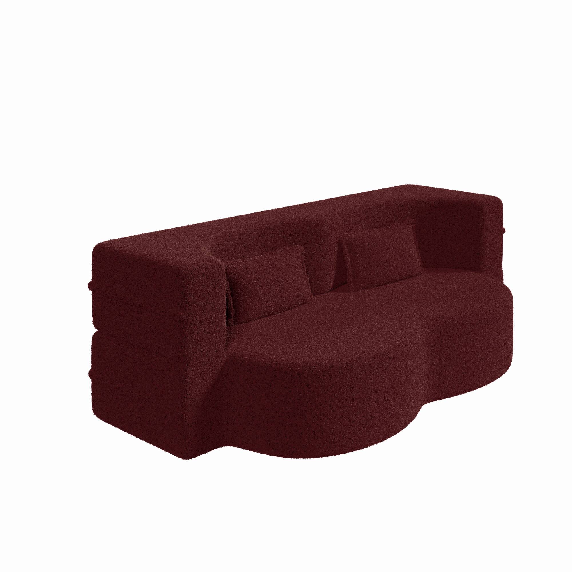 Alt View 8. GOODSILO - Convertible Floor Sofa Bed with 2 Pillows, Full Size Folding Mattress for Living Room and Guest Spaces - Burgundy.