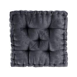 Gracie Mills - Elara Textured Poly Chenille Square Floor Pillow Cushion - Charcoal