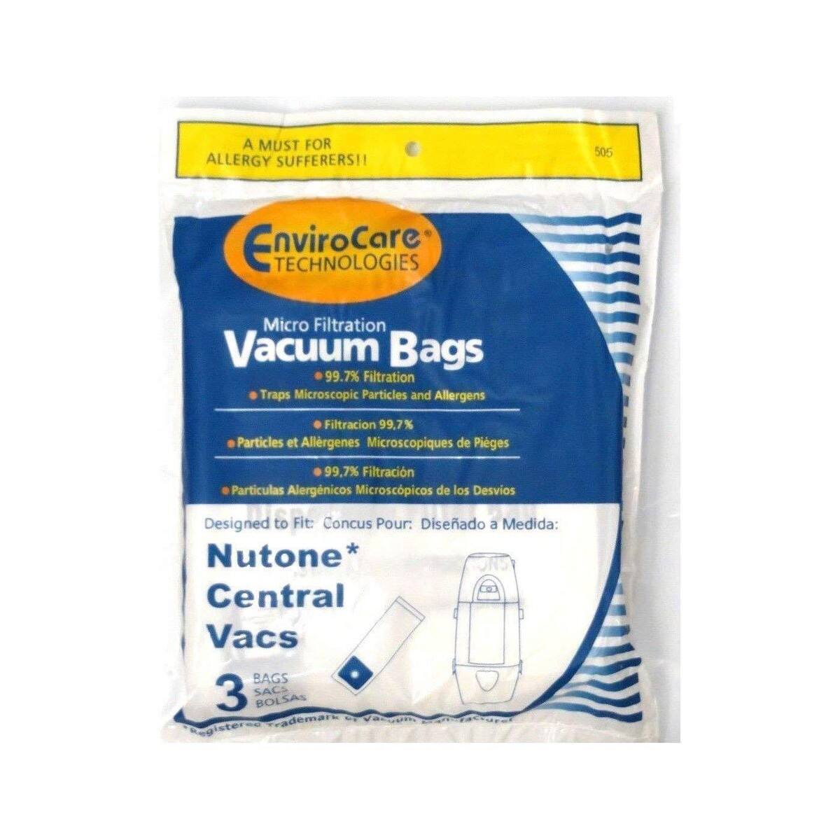 3 Pack EnviroCare Replacement Micro Filtration Vacuum Bags Designed to Fit Central Vacuums Pack – Part 505