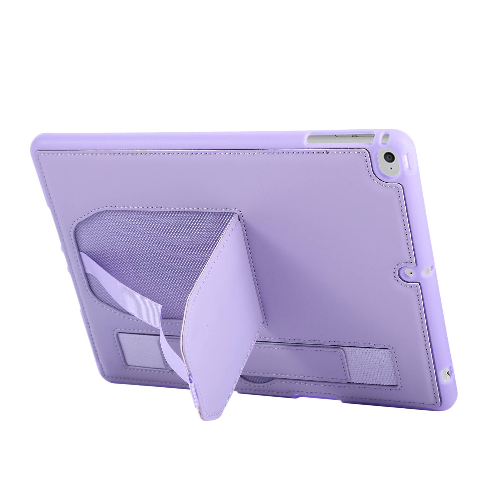 Back. UUCOVER - Case for iPad Air 11-inch M4 M3 M2 (2026/2025/2024) Shockproof PU Leather Hand Strap Kickstand Pencil Holder Cover - Purple.