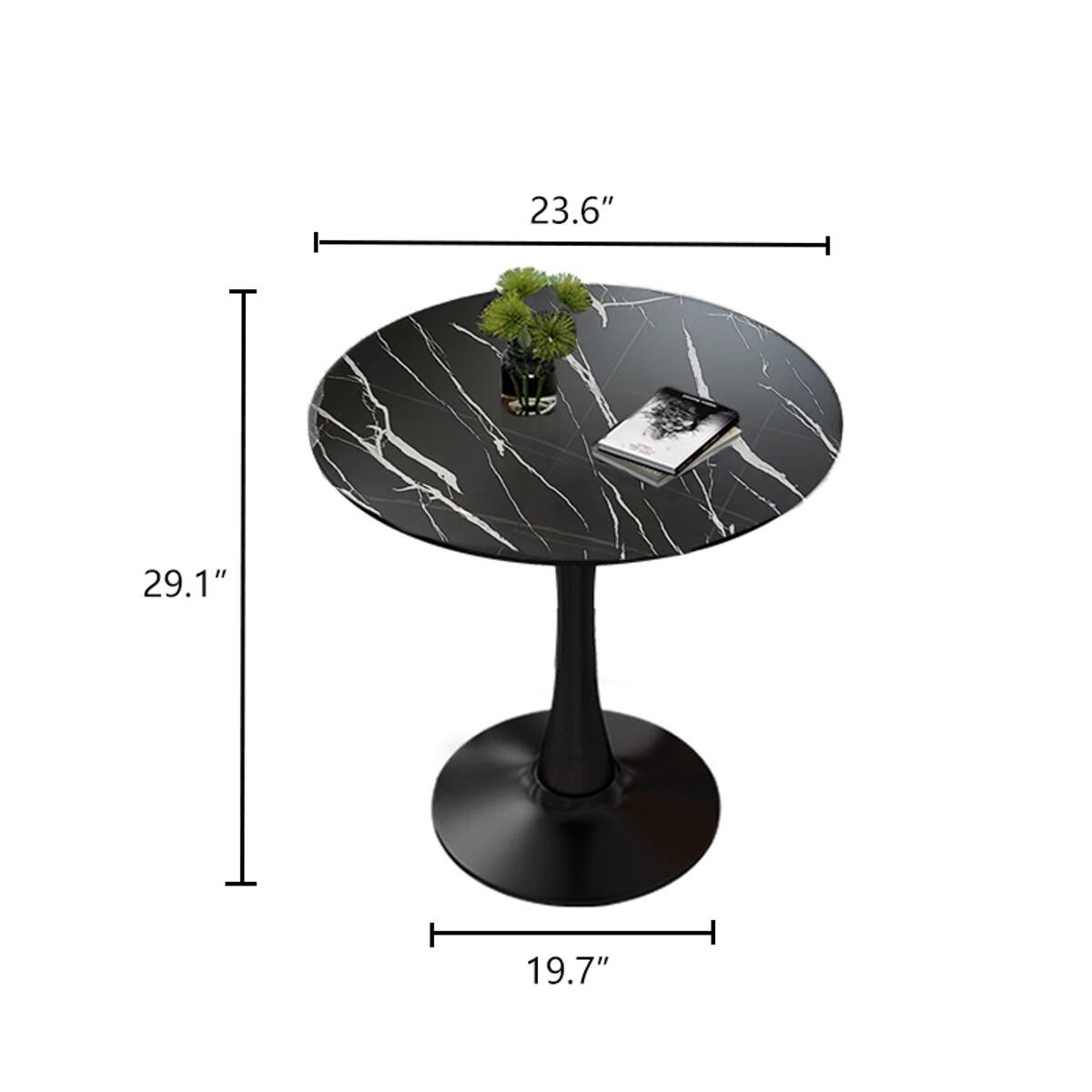 Loheer Round Dining Table, MDF Top and Steel Tulip Base, 23.6 Inch ...