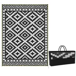 Outsunny - Rug Carpet Reversible Plastic Straw Rug with LED Lights Black and White 12' x 9' for - Black, White