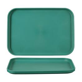 Unique Bargains - 2pcs Fast Food Serving Trays, 9.4x6.8" Rectangular Reusable Restaurant Tray for Kitchen Coffee Fruit Burger - Dark Green