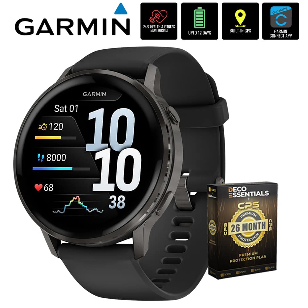 Garmin - Venu 4 45 mm GPS Smartwatch, Slate with Black Band + 26 Month Protection - Slate|Black - (2025)